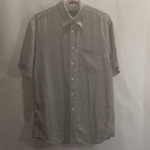 Orvis Men's Linen Button Down Casual Nubby Tweed Shirt Size Medium